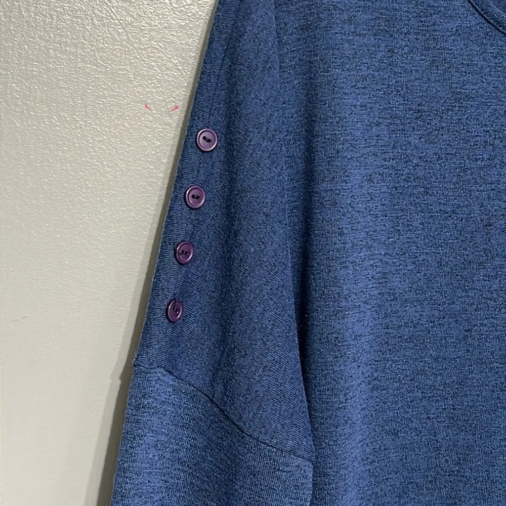 Clara Sun Woo Luxe Stretch Boyfriend Sweater Blue M Loose Lightweight Tunic
